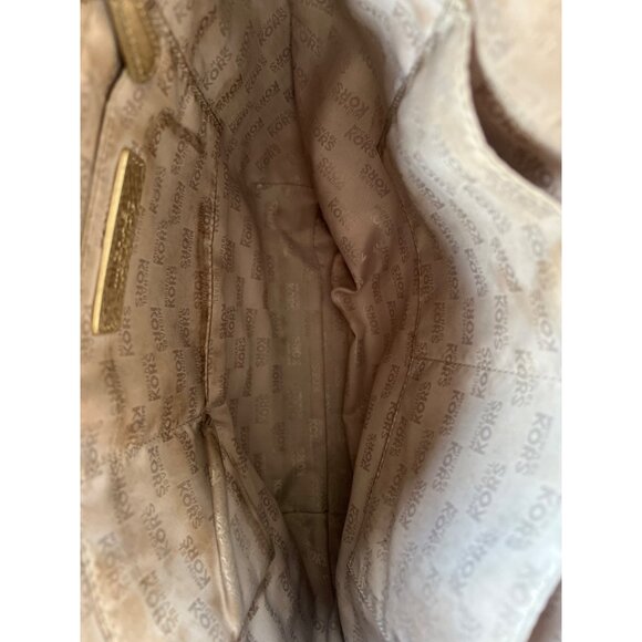 Michael Kors Gold Metallic Logo Tote Bag With Chain Straps I3 - Picture 4 of 6